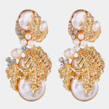 Alloy gold leaf earrings – Thoughtful Gifts — 5