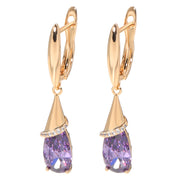 Long Water Drop Earrings Studded With Zircon – Meaningful Gifts — 9