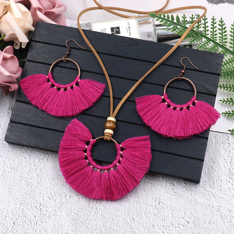 Fringed Necklace Earring Set – Jewelry Gift Ideas — 1
