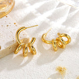 Retro Stainless Steel Irregular Line Ring Earrings – Everyday Gifts — 3