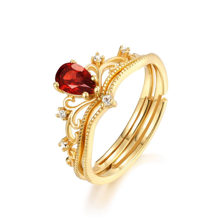 Garnet14K Gold Palace Retro Japanese Ring Girl – Gifts for Kids — 1