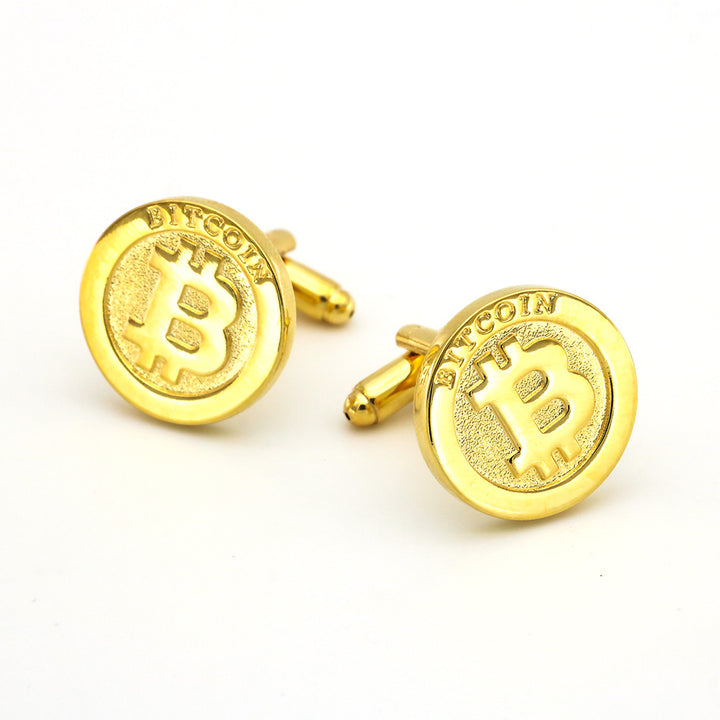 Men's Gold Bitcoin Cufflinks Spot Business – Gifts for Him — 1