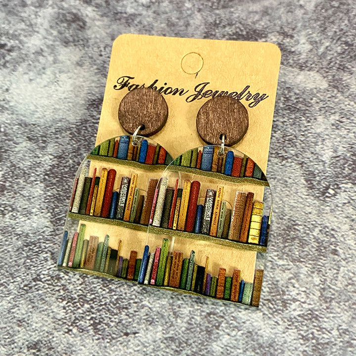 Classic Droplet Splice Bookcase Acrylic Earrings – Stylish Gifts — 1