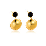 Stainless Steel Hemisphere Earrings With Natural Stone – Stylish Gifts — 2