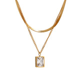 Stainless Steel 18K Gold Square Zircon – Jewelry Gift Ideas — 11