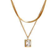 Stainless Steel 18K Gold Square Zircon – Jewelry Gift Ideas — 11