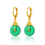 Gold And Jade Emerald Peace Button Earrings – Gift Ideas — 3