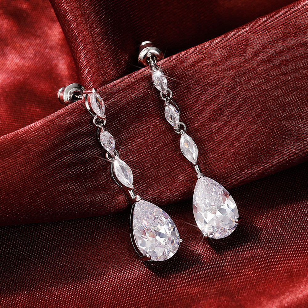 French Horse Eye Zircon Earrings Female Pear – Gifts for Her — 1
