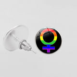 LGBT Pride Round Glass Stud Earrings Gay Lesbian – Stylish Gifts — 13