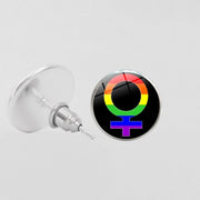 LGBT Pride Round Glass Stud Earrings Gay Lesbian – Stylish Gifts — 13