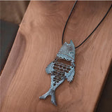 Ethnic Retro Big Fish Long Necklace Cotton Linen – Jewelry Gift Ideas — 5