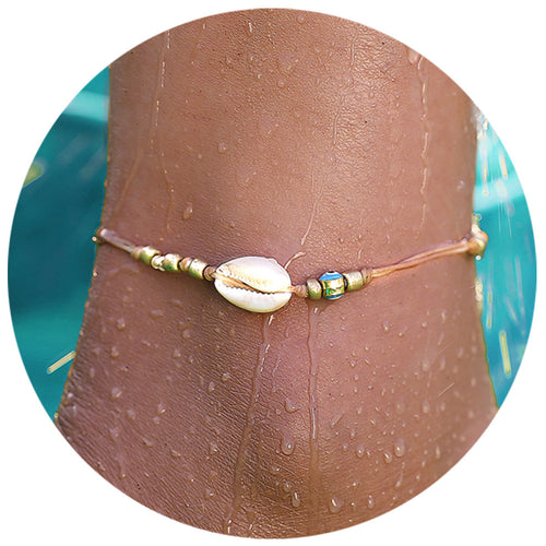 Creative Simple Retro Shell Woven Rice Bead Anklet – Meaningful Gifts — 2