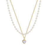 Women's Pearl Double-layer Opal Heart Necklace – Jewelry Gift Ideas — 12