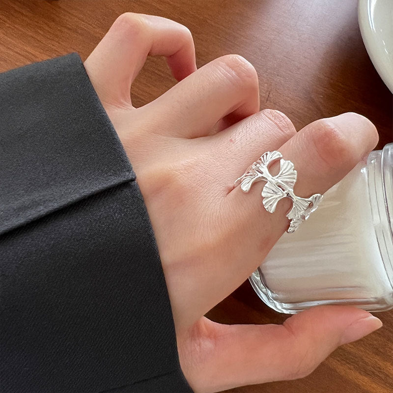 Sterling Silver Ginkgo Bright Wide Surface – Thoughtful Gifts — 1