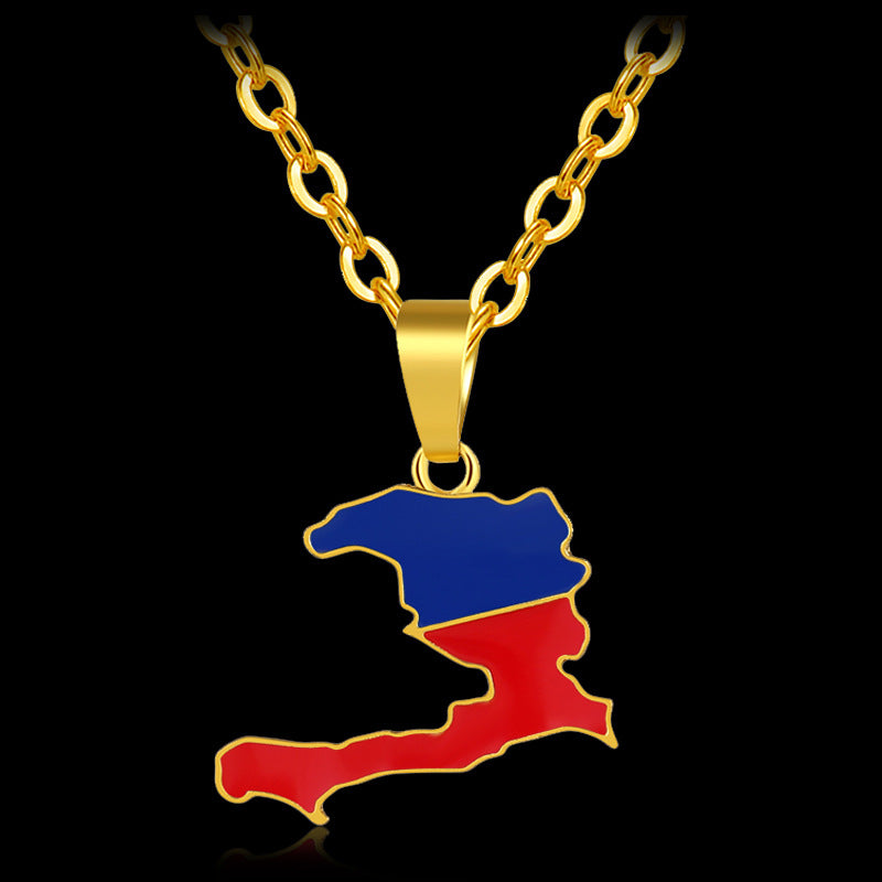 Fashion Ladies Stainless Steel Haiti Map Pendant – Jewelry Gift Ideas — 1
