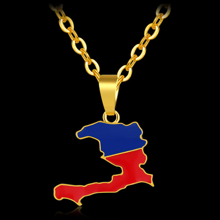 Fashion Ladies Stainless Steel Haiti Map Pendant – Jewelry Gift Ideas — 1