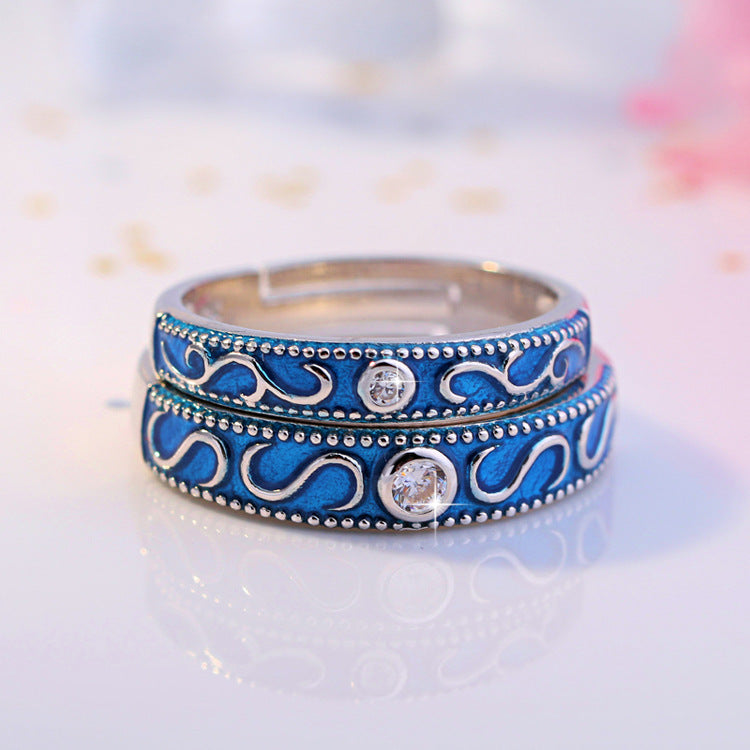 Diamond-encrusted Blue Ring With Adjustable Opening – Stylish Gifts — 1