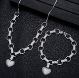 Micro Inlaid Heart-Shaped Necklace And Bracelet – Jewelry Gift Ideas — 11