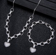 Micro Inlaid Heart-Shaped Necklace And Bracelet – Jewelry Gift Ideas — 11