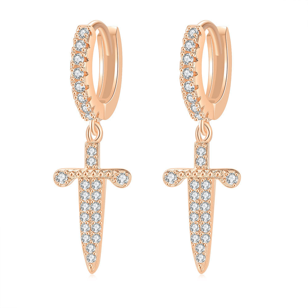 Cross Earrings Copper Micro Inlaid Zircon – Special Occasion Gifts — 1