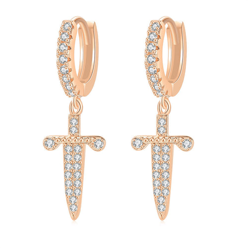 Cross Earrings Copper Micro Inlaid Zircon – Special Occasion Gifts — 1