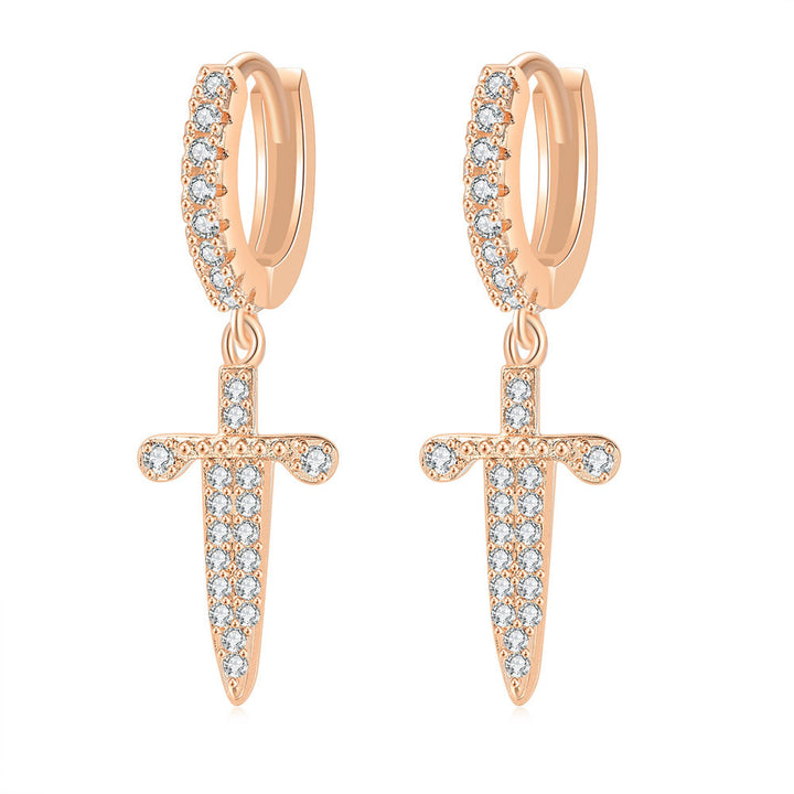 Cross Earrings Copper Micro Inlaid Zircon – Special Occasion Gifts — 1