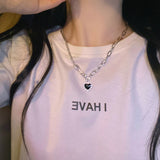 Light Luxury Zircon Black Love Splicing Necklace – Jewelry Gift Ideas — 4