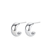 S925 Sterling Silver Glossy C- Shaped Stud Earrings – Gifts for Her — 6