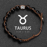 Natural Stone 12 Zodiac Obsidian Hand-woven Bracelet – Stylish Gifts — 5
