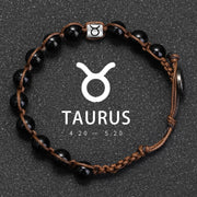 Natural Stone 12 Zodiac Obsidian Hand-woven Bracelet – Stylish Gifts — 5