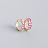 Women's Inlaid Cubic Zirconia Sterling Silver Stud – Gifts for Her — 11