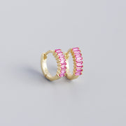 Women's Inlaid Cubic Zirconia Sterling Silver Stud – Gifts for Her — 11