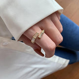 Backgammon Bamboo Ring Zircon Adjustable Ring – Surprise Gifts — 5