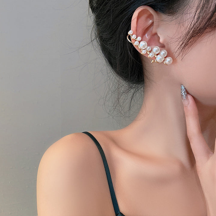 925 Silver Post Pearl Fringe Asymmetric Earrings – Holiday Gift Ideas — 1