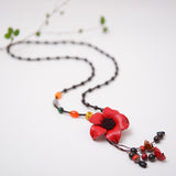 Long sweater chain cowhide flower pendant – Jewelry Gift Ideas — 4
