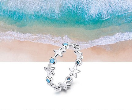 Sterling Silver Starfish Ring Platinum Ring – Thoughtful Gifts — 1