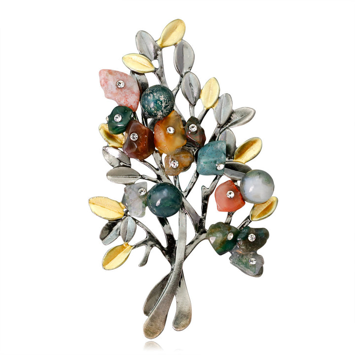 Natural Colored Stone Christmas Tree Brooch – Jewelry Gift Ideas — 1