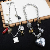 Thick Chain Vintage Distressed Big Heart Pendant – Jewelry Gift Ideas — 1