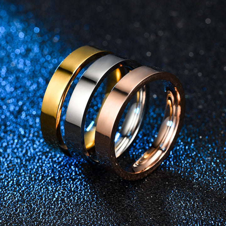 Glossy Stainless Steel Couple Ring Fashion – Stylish Gifts — 1