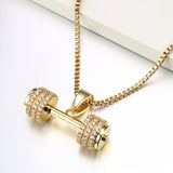 Diamond-studded zircon gold dumbbell pendant – Jewelry Gift Ideas — 3