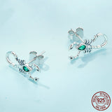 Green Zircon Scorpion Silver Stud Earrings Dark Black – Useful Gifts — 5