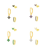 Women's Floral Clover Stacked Earrings Set – Gifts for Her — 6