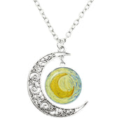 Van Gogh Starry Night Painting Moon Necklace – Jewelry Gift Ideas — 11