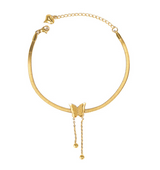 Women's Gold Titanium Steel Tassel Beanie Butterfly – Gifts for Her — 4