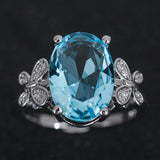 Oversized Sea Blue Zircon Ladies Ring Simple Bow – Holiday Gift Ideas — 2