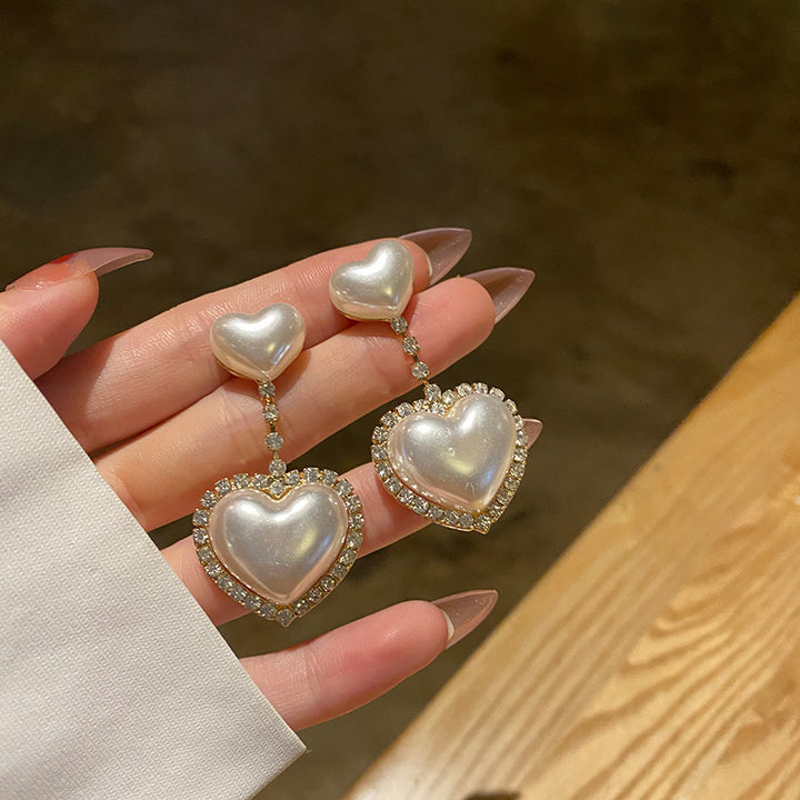 Silver Needle Baroque Heart Pearl Earrings – Special Occasion Gifts — 1