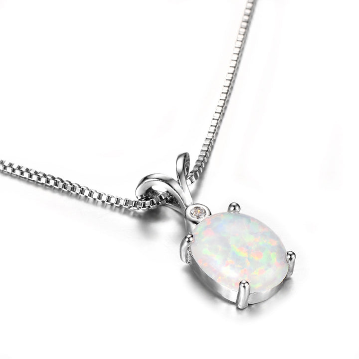 Fashion Frosty Oval Opal Necklace With A White – Jewelry Gift Ideas — 1