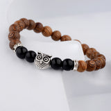 Owl frosted stone lifeline wood grain bracelet – Jewelry Gift Ideas — 3