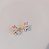 Sweet Cute Rabbit Stud Earrings 925 Silver – Gifts for Pet Lovers — 5