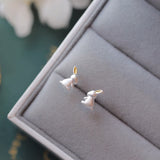 Silver Yellow Rabbit Earrings Simple – Gifts for Pet Lovers — 2